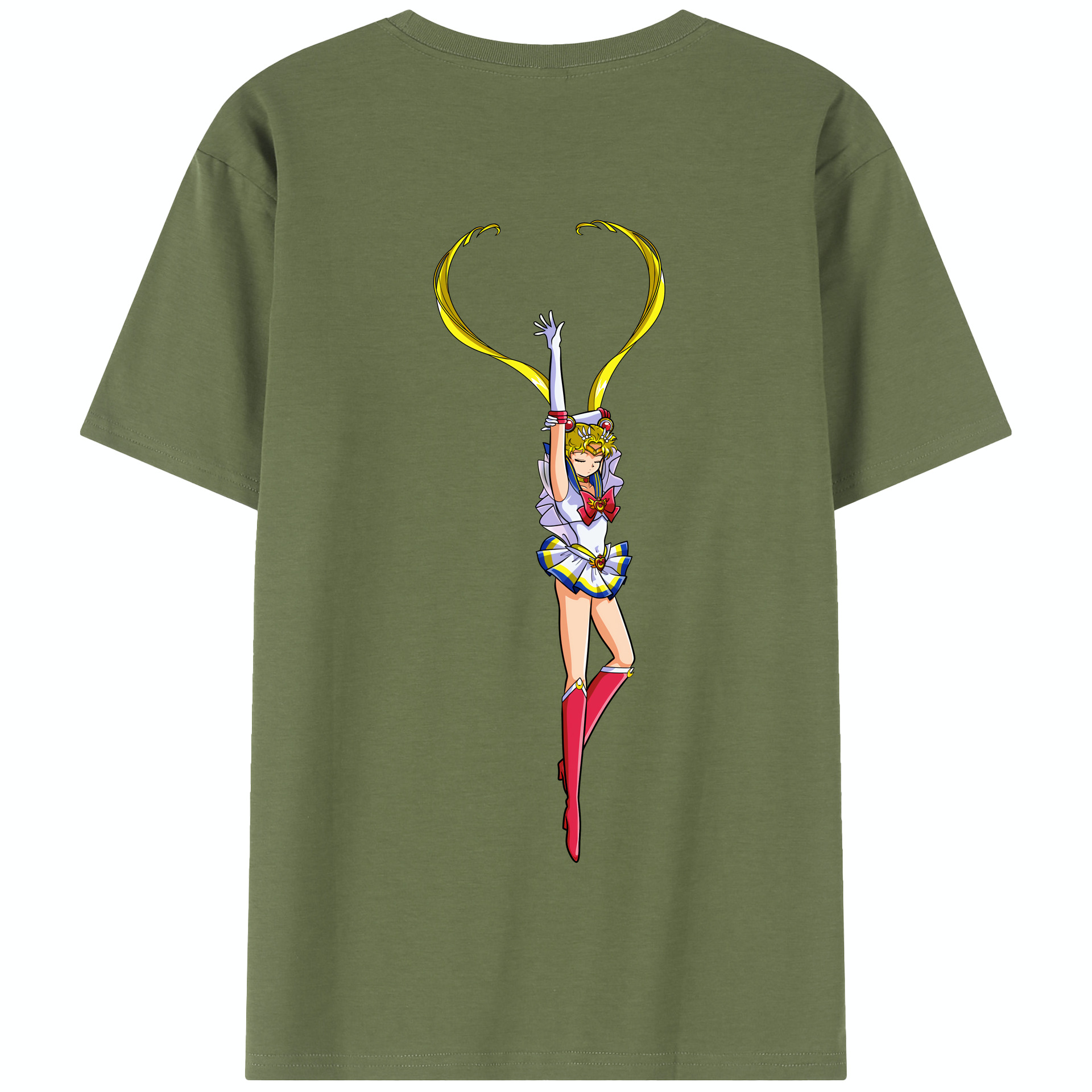 （画像用） 美少女戦士セーラームーン 月野 うさぎ つきの うさぎ Sailor Moon Tsukino Usagi 綿100％半袖Tシャツ（背面プリント）